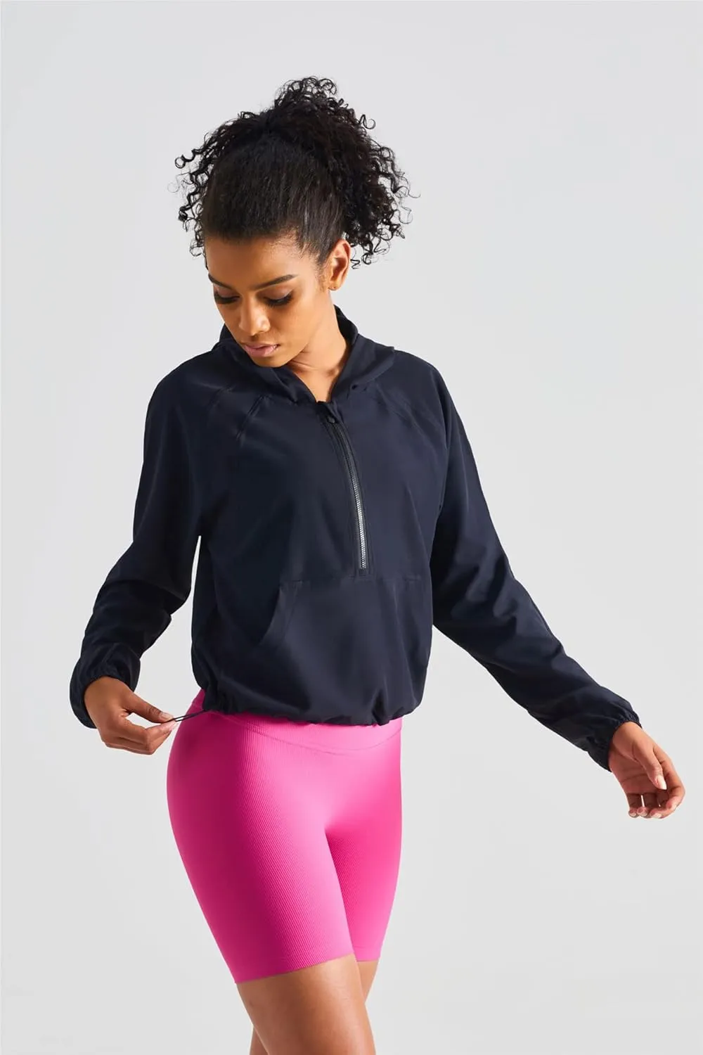 altiland Lightweight Workout Jacket for Women, Cropped Athletic Gym Running Hoodie, UV Protection Half Zip Pullover UPF 50