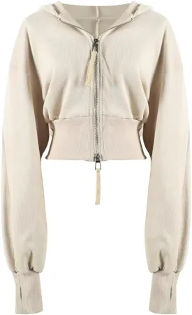 Arssm Cropped Hoodie Women Zip Up Long Sleeve Sweatshirts Casual Fashion Hooded Workout Jacket Crop Top