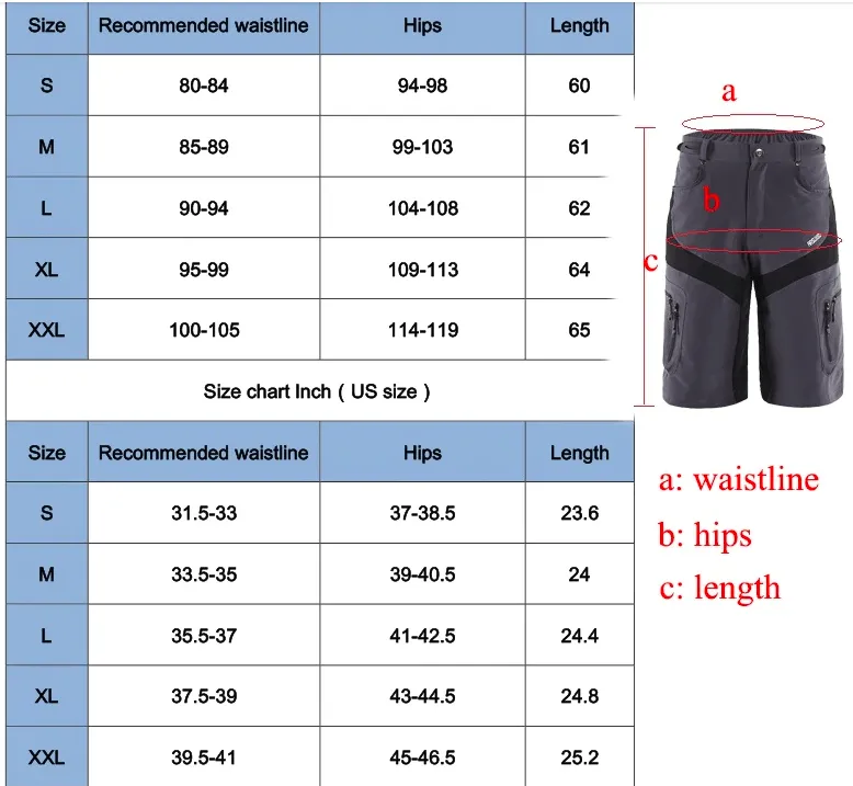 ARSUXEO Outdoor Sports Men's MTB Cycling Shorts Mountain Bike Shorts