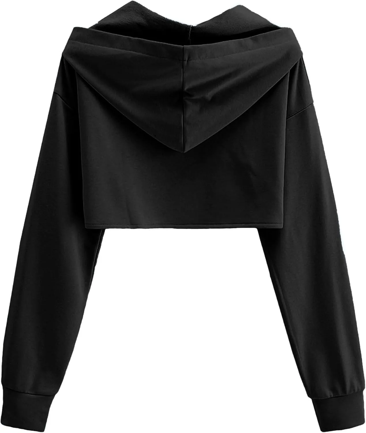 Avanova Women Cut Out Shrug Cropped Hoodie Sweatshirt Loose Super Crop Top