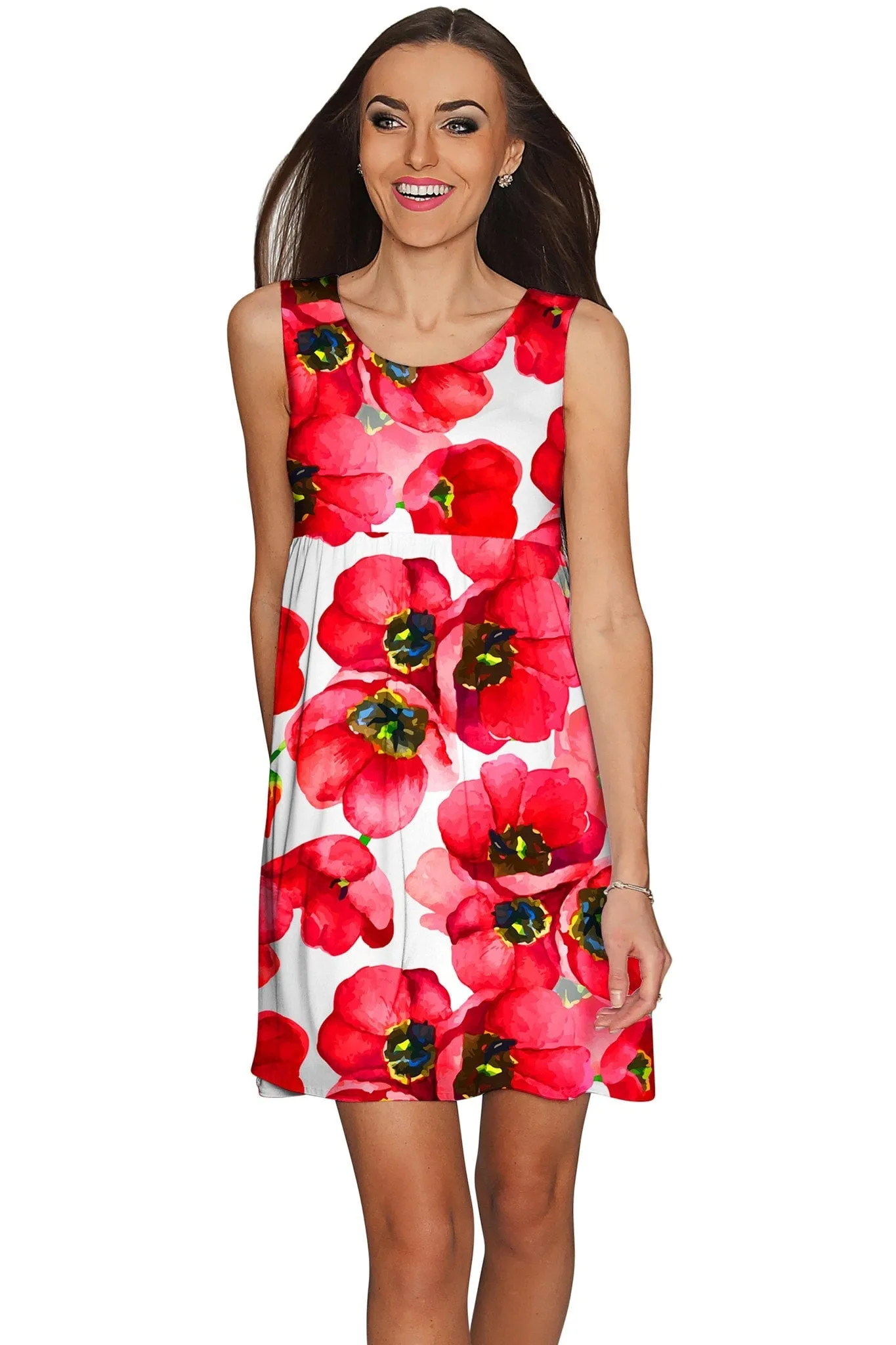 BUY 1 GET 4 FREE! Tulip Salsa Sanibel Empire Waist Red Summer Dress - Women