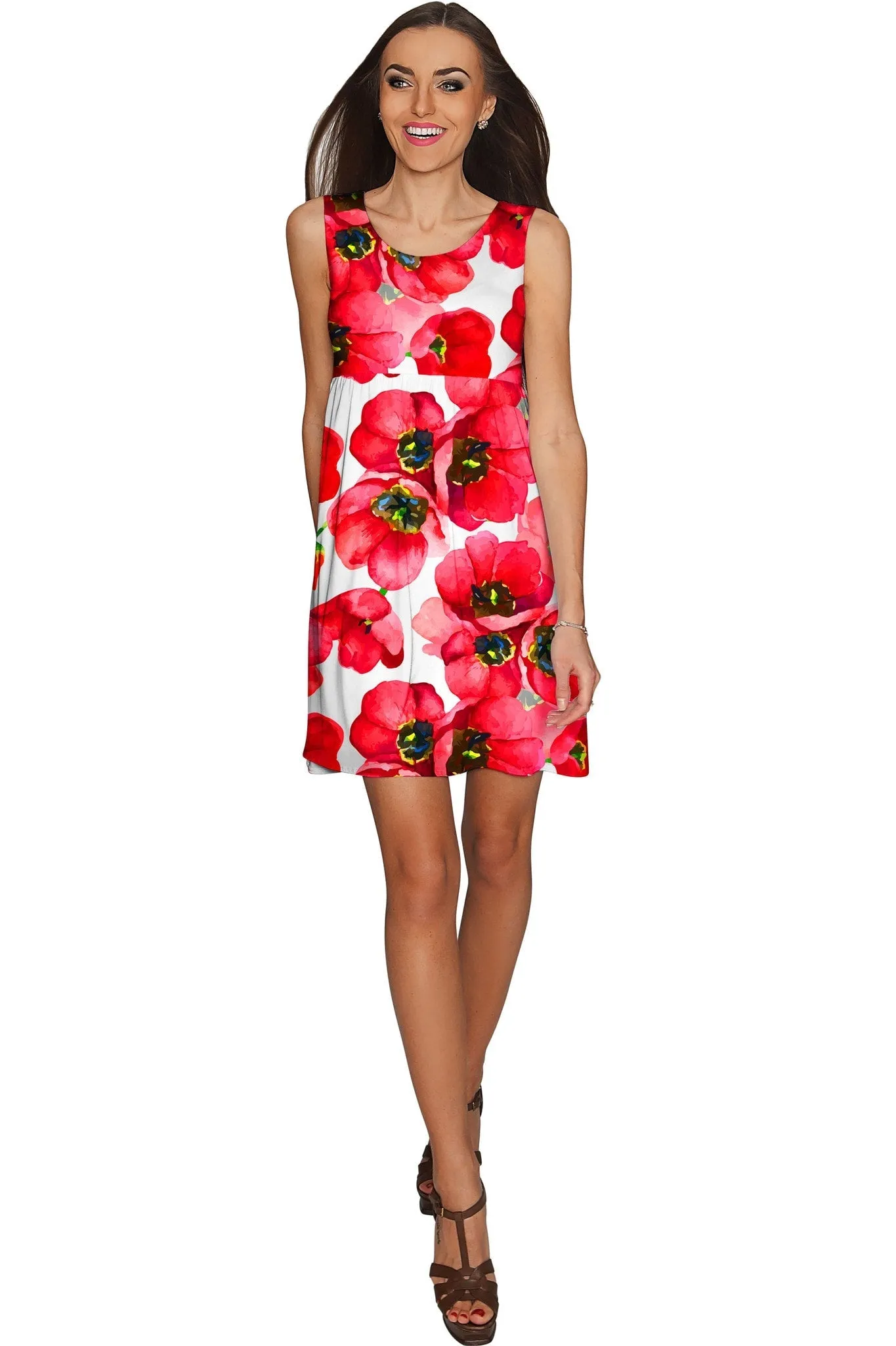 BUY 1 GET 4 FREE! Tulip Salsa Sanibel Empire Waist Red Summer Dress - Women