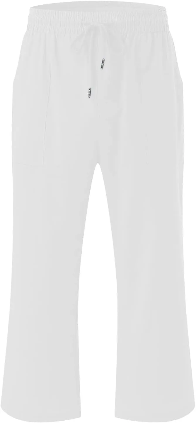 Capri Pants for Women 2025 Summer Linen Wide Leg Capris Casual Lightweight Capri Lounge Pants with Pockets