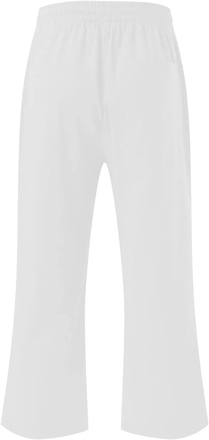 Capri Pants for Women 2025 Summer Linen Wide Leg Capris Casual Lightweight Capri Lounge Pants with Pockets