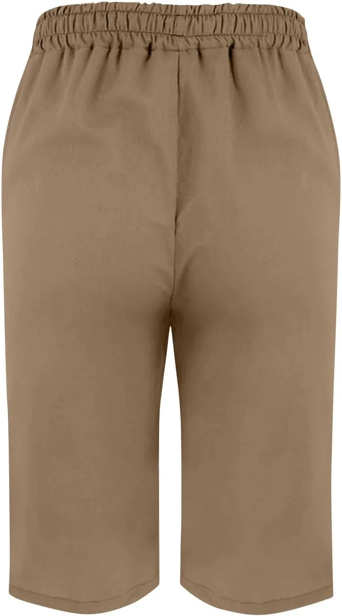Capri Pants for Women Casual Summer Linen Cropped Pant Drawstring High Waisted Wide Leg Trouser Beach Vacation Capris