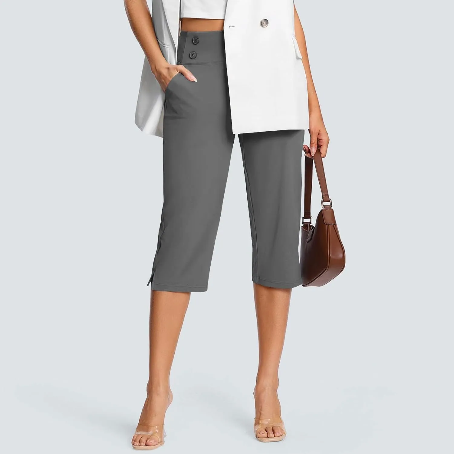 Capri Pants for Women High Waist Stretch Dressy Casual Summer Cropped Pants Plus Size Palazzo Capris Golf Yoga Pants