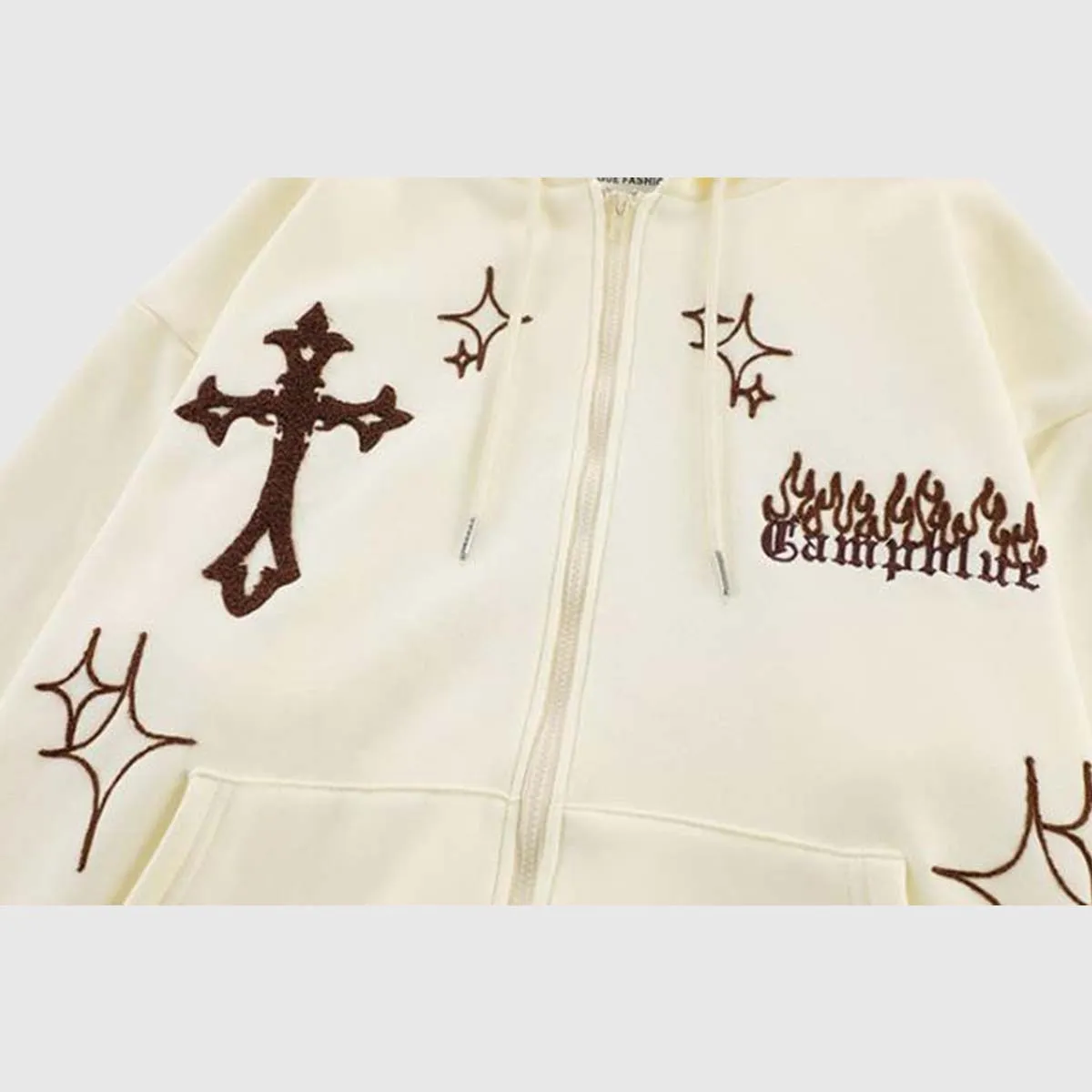 Cross Embroidery Oversized Hoodie