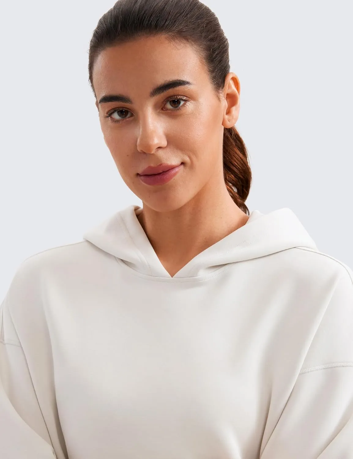 CRZ YOGA Womens SoftAura Cropped Hoodie Long Sleeve Hooded Sweatshirt Basic Workout Casual Pullover