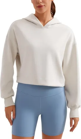CRZ YOGA Womens SoftAura Cropped Hoodie Long Sleeve Hooded Sweatshirt Basic Workout Casual Pullover