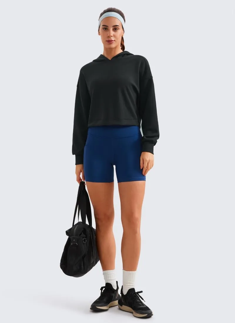 CRZ YOGA Womens SoftAura Cropped Hoodie Long Sleeve Hooded Sweatshirt Basic Workout Casual Pullover