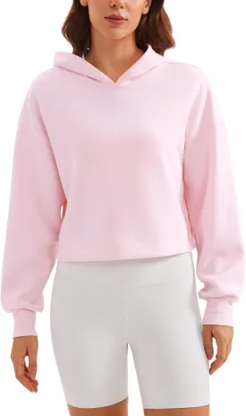 CRZ YOGA Womens SoftAura Cropped Hoodie Long Sleeve Hooded Sweatshirt Basic Workout Casual Pullover