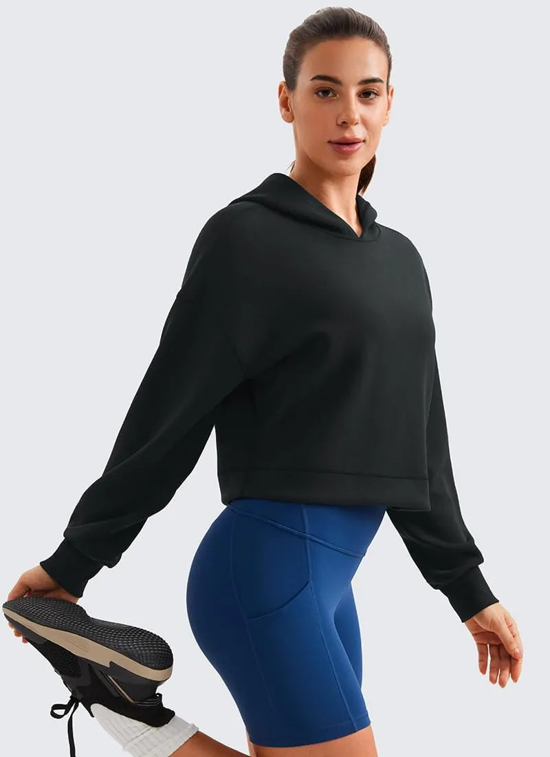 CRZ YOGA Womens SoftAura Cropped Hoodie Long Sleeve Hooded Sweatshirt Basic Workout Casual Pullover