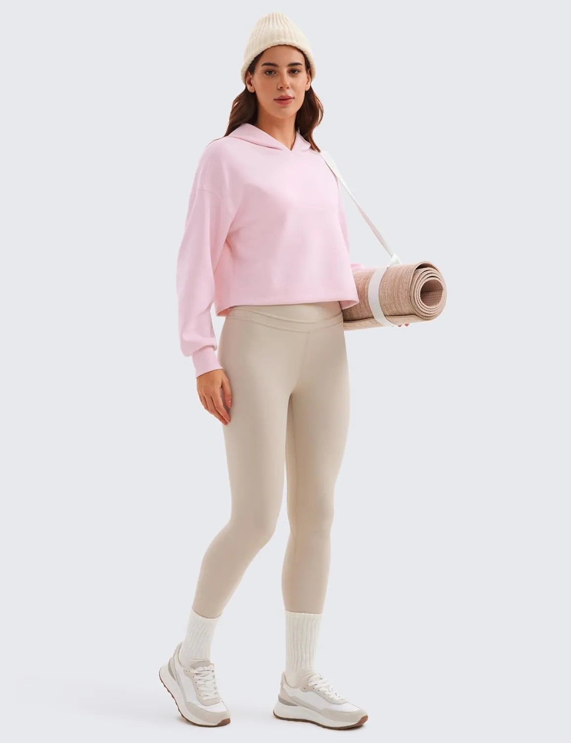 CRZ YOGA Womens SoftAura Cropped Hoodie Long Sleeve Hooded Sweatshirt Basic Workout Casual Pullover