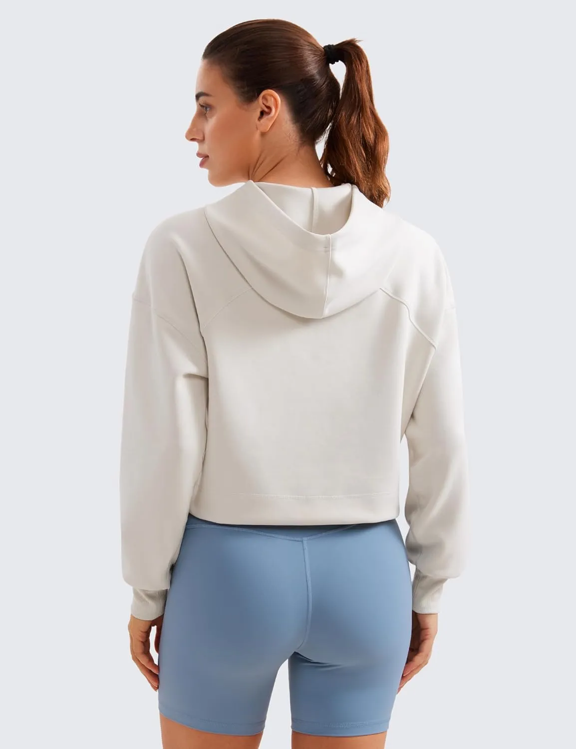CRZ YOGA Womens SoftAura Cropped Hoodie Long Sleeve Hooded Sweatshirt Basic Workout Casual Pullover