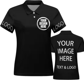 Custom Polo Shirts for Women Customize Your Text Custom Company Logo Personalized Short Sleeve for Sports Workwear