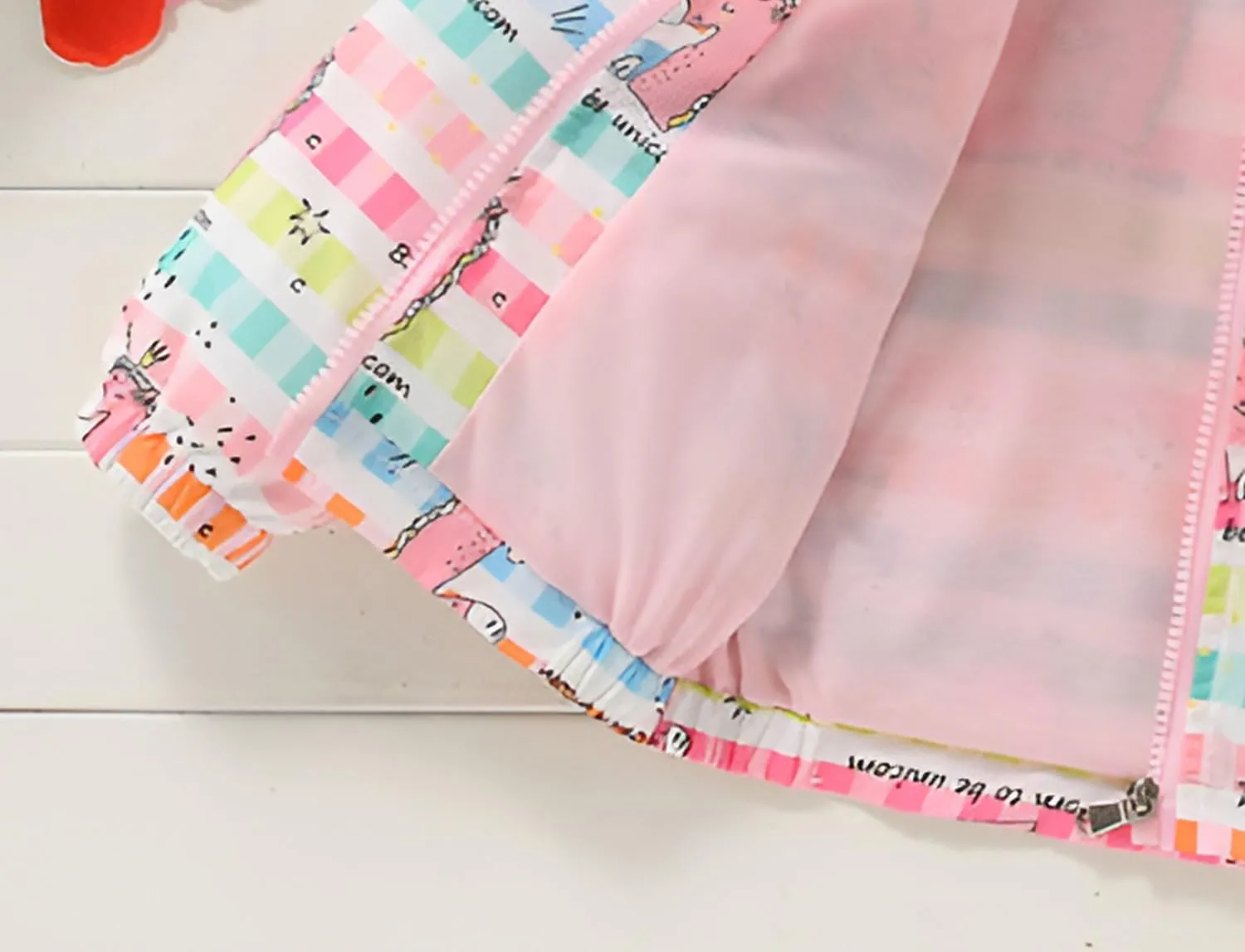 DDSOL Lightweight Hooded Windbreaker for Toddler Girls - Cartoon Print Unicorn and Owl Zip Jacket for Spring/Fall (Ages 2-8)