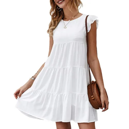 Elegant Cap Sleeve Flowy Dress for Women