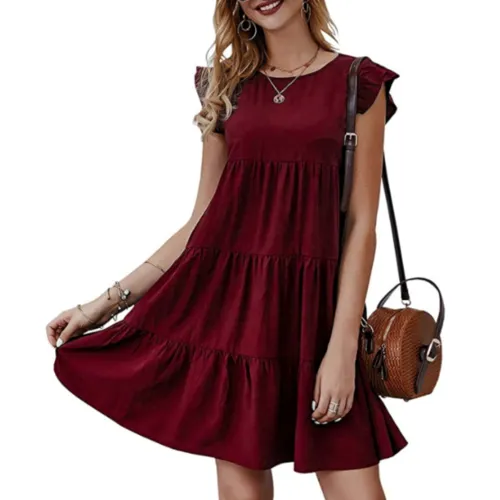 Elegant Cap Sleeve Flowy Dress for Women