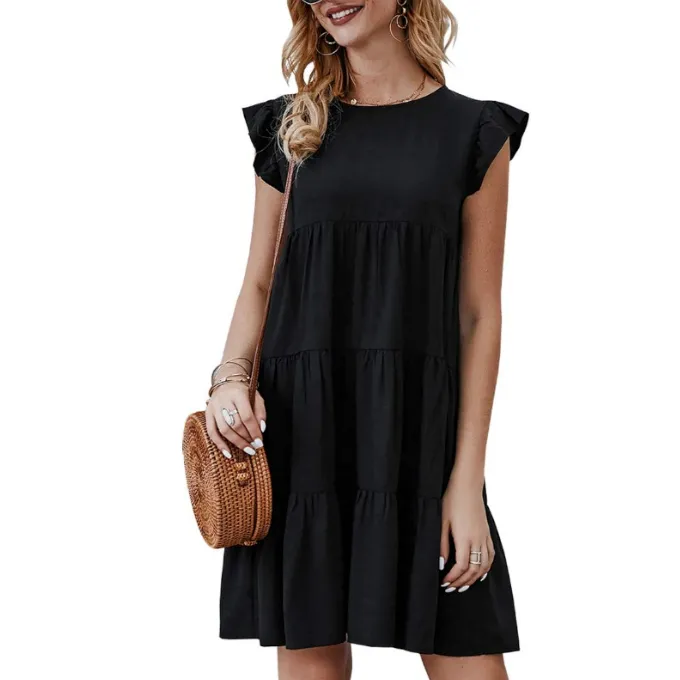 Elegant Cap Sleeve Flowy Dress for Women