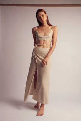 Esmeralda Cashmere Knitted Wrap Skirt Ecru