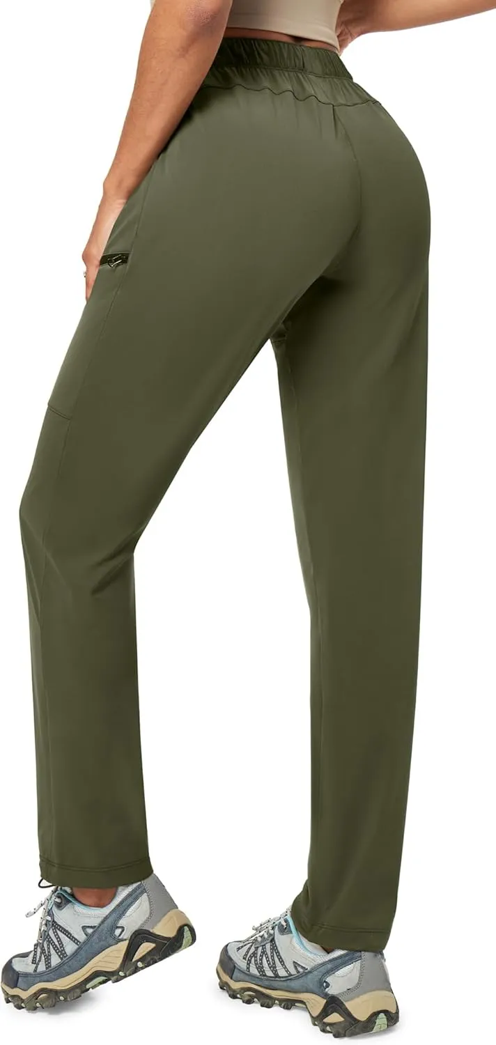Ewedoos Hiking Pants Women with Zipper Pockets Lightweight Water Resistant Cargo Pants Quick Dry UPF 50 Travel Camping