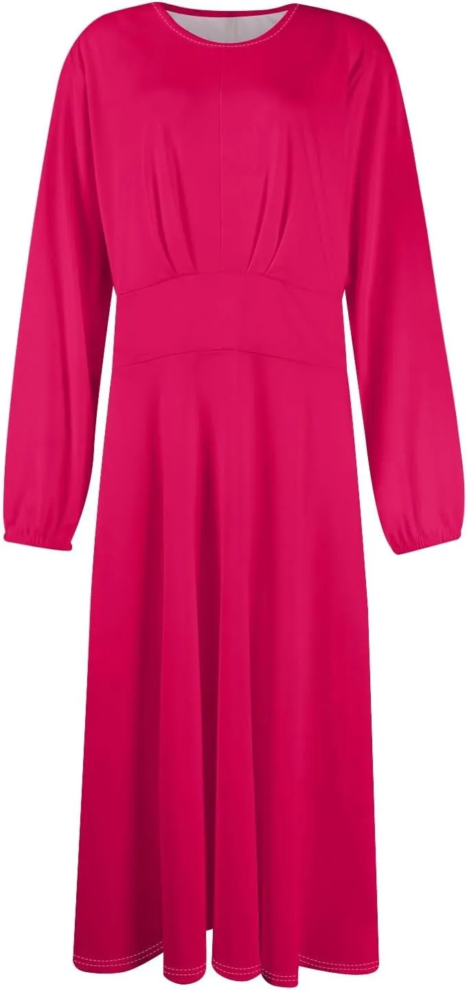 Formal Fall Winter Long Sleeve Wedding Guest Dresses for Women Floral Casual Trendy Smocked Flowy A Line Midi Dress
