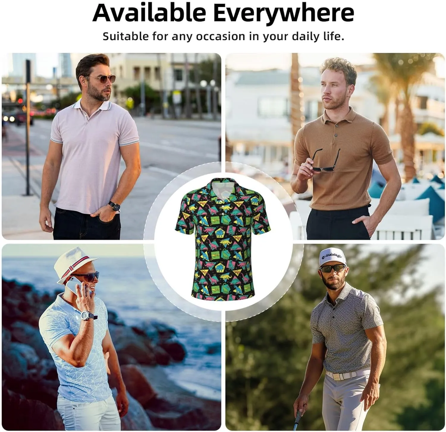 Funny Men's Golf Polo Shirts Mens Novelty Short Sleeve Polo Shirts Moisture Wicking Quick Dry Golf Shirts
