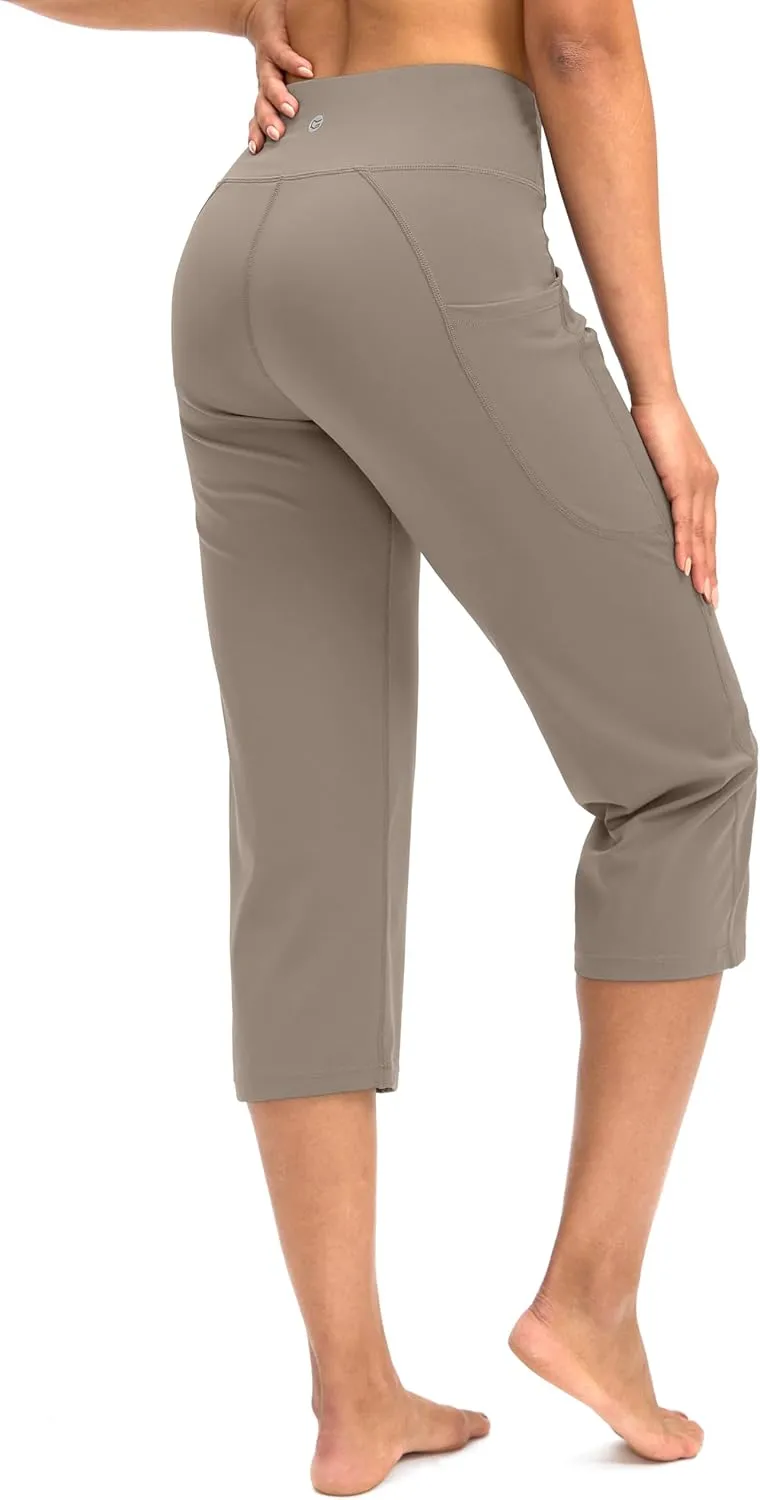 G Gradual Capri Pants for Women High Waist Workout Yoga Pants with Pockets Tummy Control Leggings Crop Straight