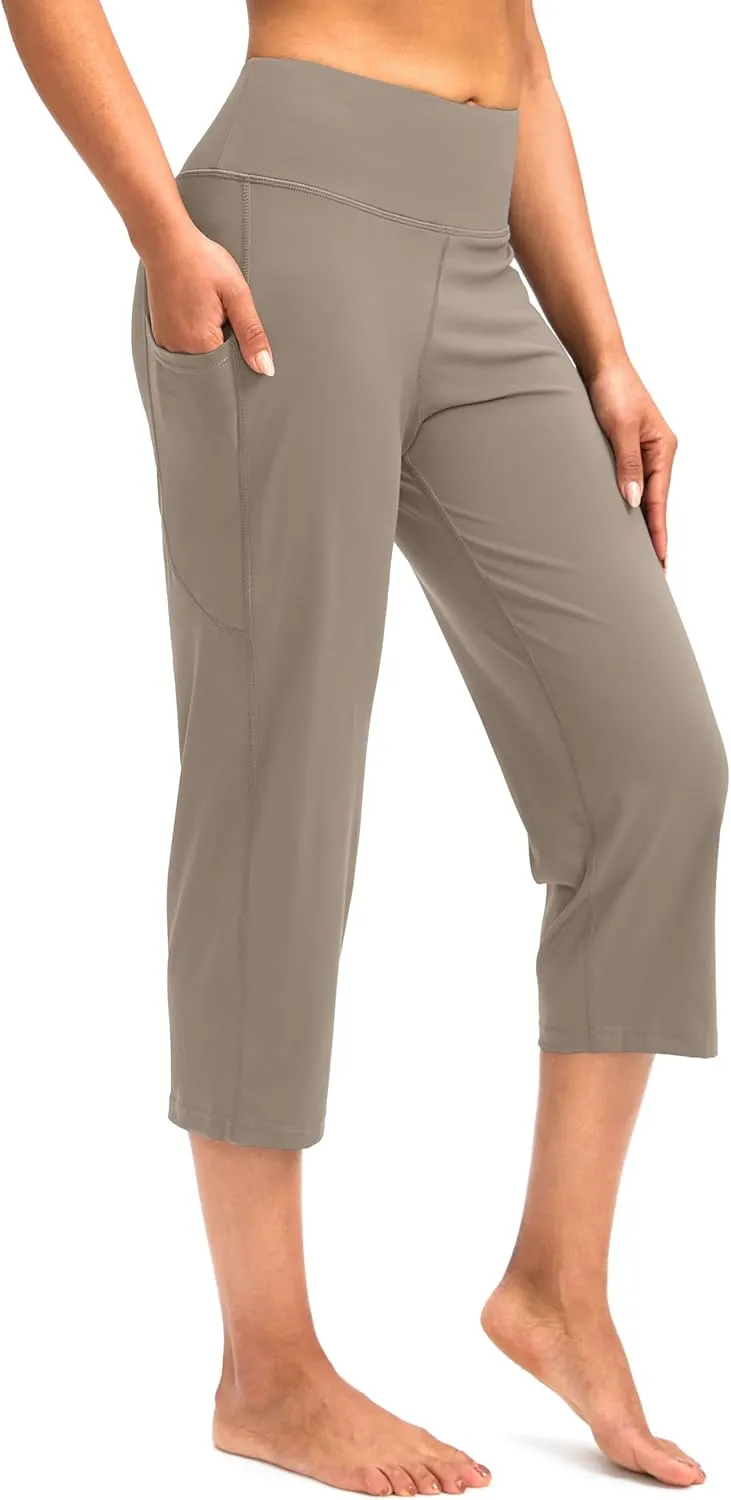 G Gradual Capri Pants for Women High Waist Workout Yoga Pants with Pockets Tummy Control Leggings Crop Straight