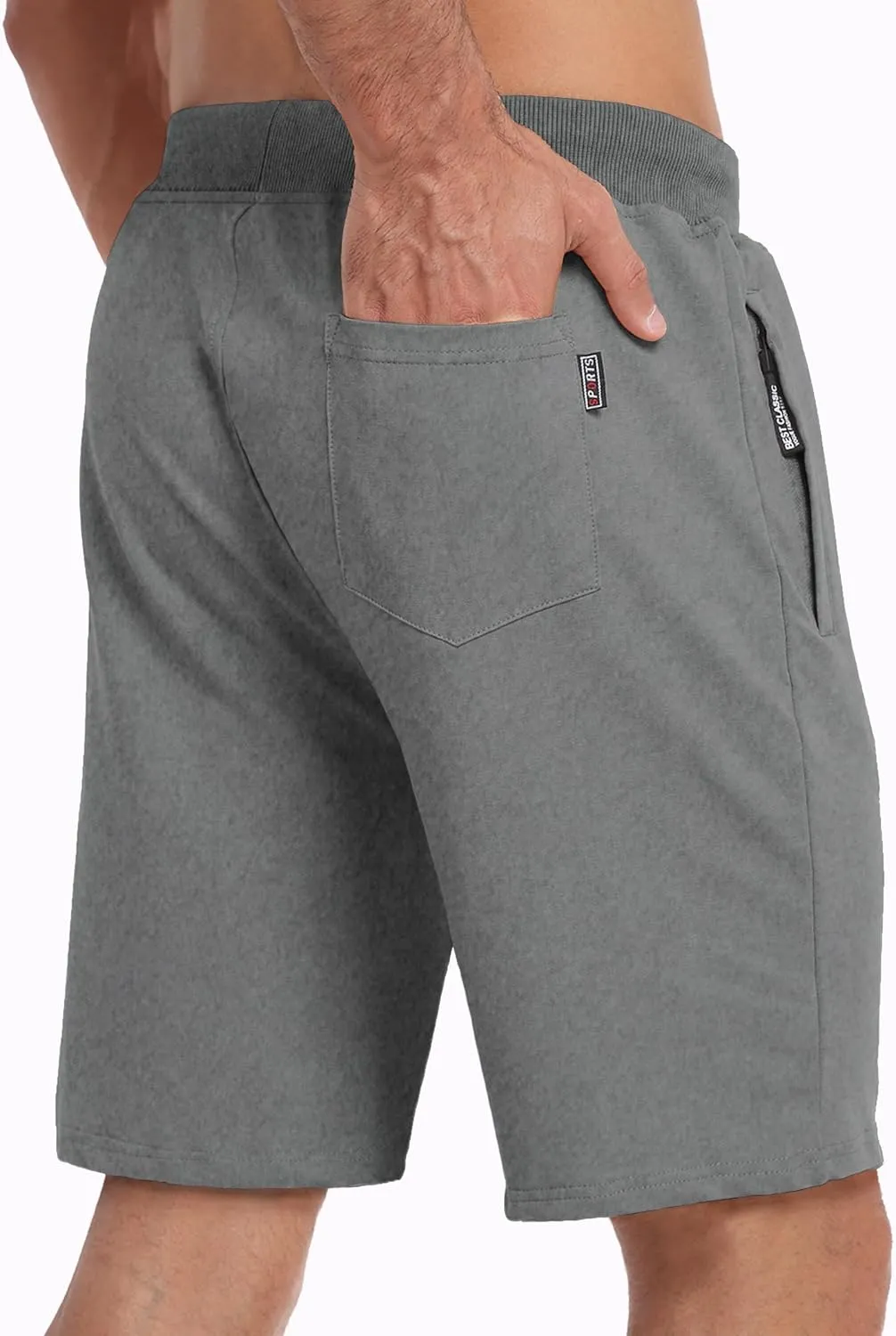 GEEK LIGHTING Mens Shorts Casual Cotton Drawstring Zipper Pockets Elastic Waist Lightweight Summer Athletic Beach Shorts