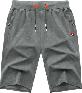GEEK LIGHTING Mens Shorts Casual Cotton Drawstring Zipper Pockets Elastic Waist Lightweight Summer Athletic Beach Shorts