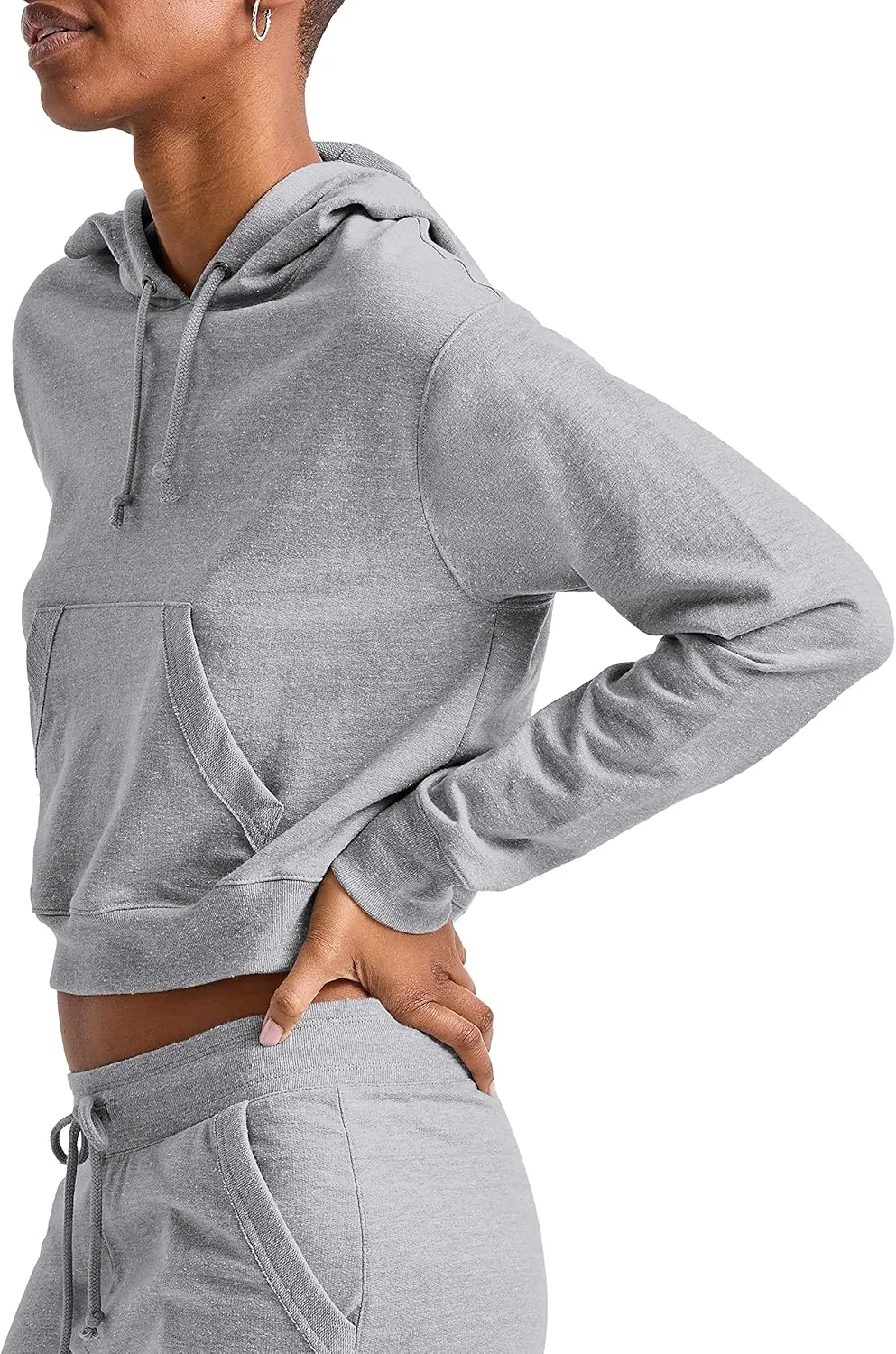 Hanes Women's Originals Pullover Cropped Hoodie, French Terry Hooded Sweatshirt