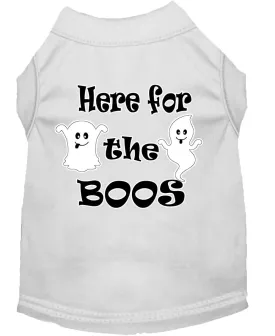 Here For The Boos Screen Print Dog Shirt White Lg (14)