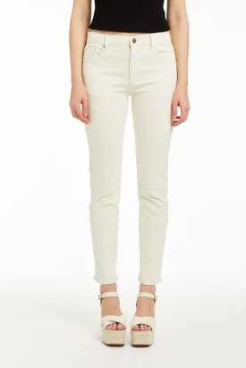 High Rise Slim Straight Jean In Cream