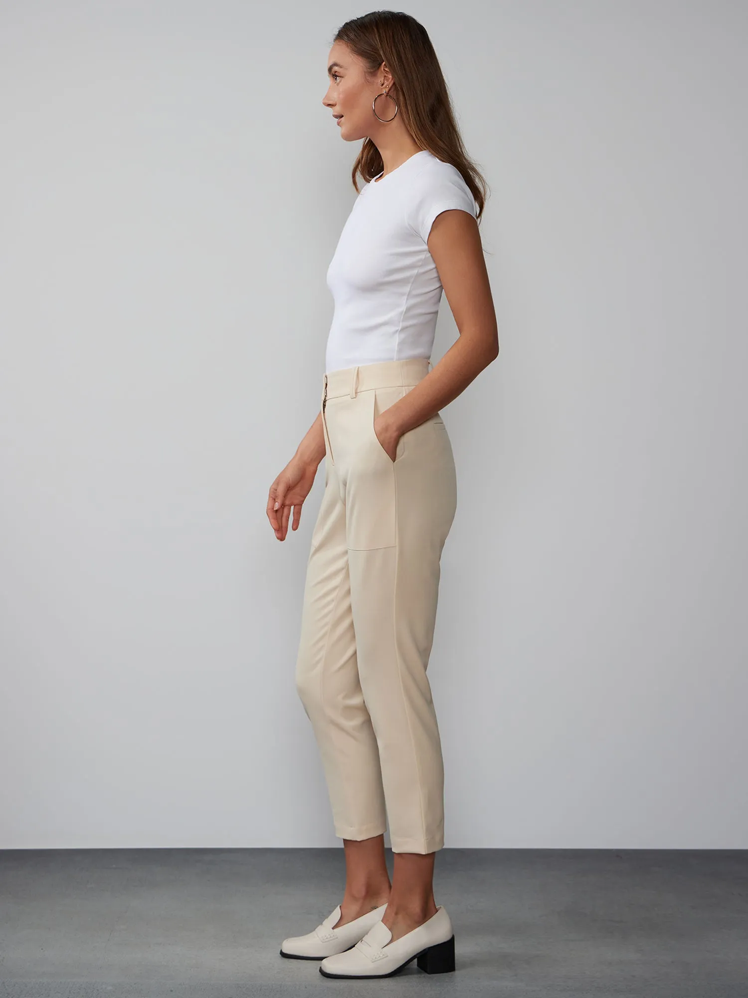 High Rise Straight Leg Slim Pant