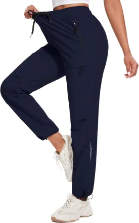 Hiking Pants Women Cargo Joggers for Women Summer Golf Travel Pant Lightweight Elastic Quick Dry Water Resistant with Pockets