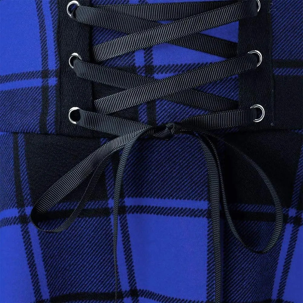 IDEALSANXUN Gothic Plaid Mini Skirts for Women Short High Waist Plaid Skirts