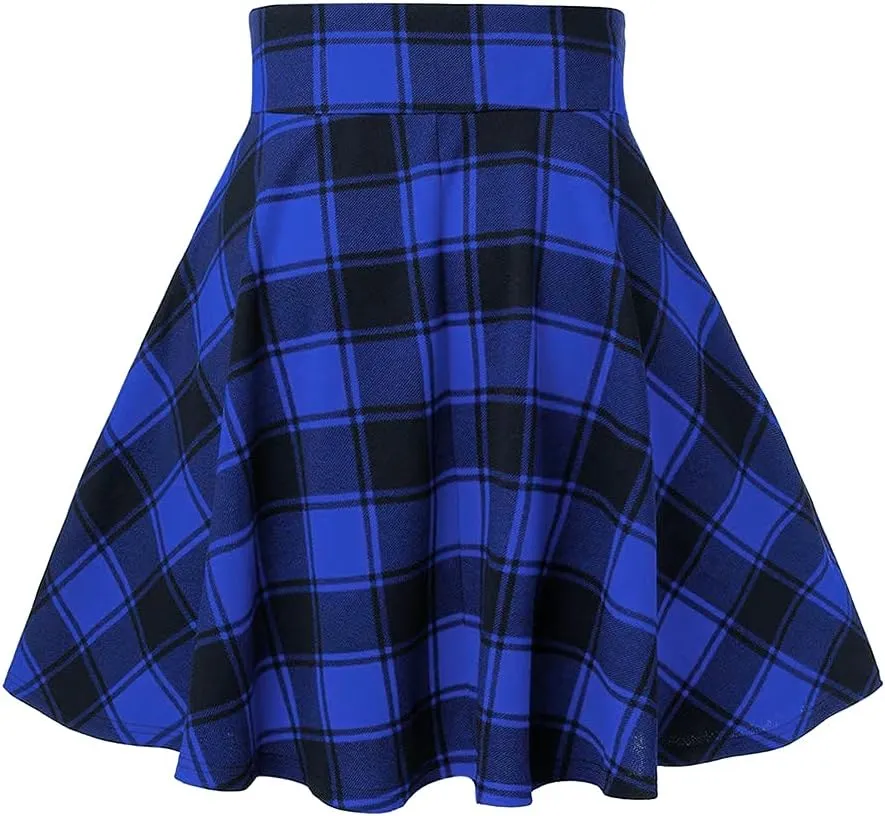 IDEALSANXUN Gothic Plaid Mini Skirts for Women Short High Waist Plaid Skirts
