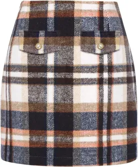 IDEALSANXUN Women Plaid Mini Skirts Trendy High Waisted Bodycon Pencil Wool Short Skirts