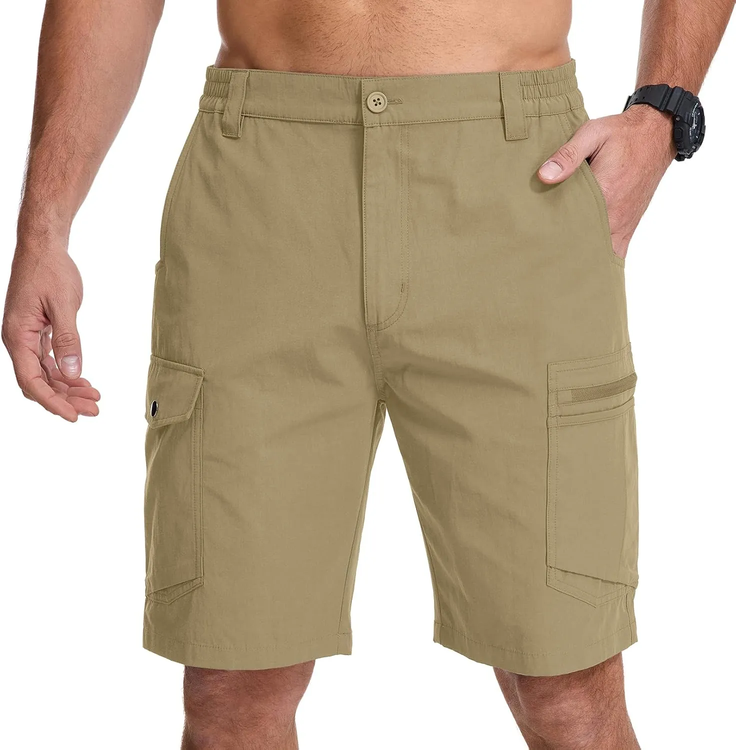 Jessie Kidden Mens Stretch Casual Lightweight Water Resistant Quick Dry Cargo Fishing Hiking Shorts