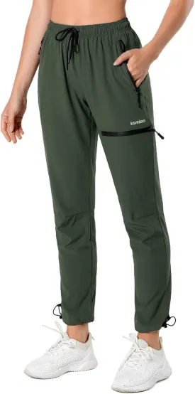 Ksmien Women's Hiking Pants Quick Dry Lightweight Water Resistant Golf Athletic Travel Cargo Pants UPF 50 Zipper Pockets