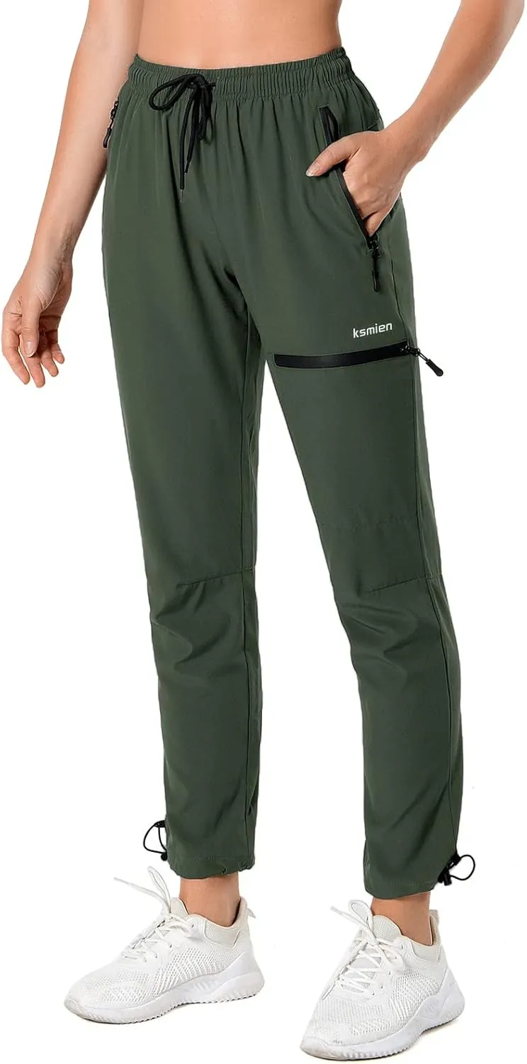 Ksmien Women's Hiking Pants Quick Dry Lightweight Water Resistant Golf Athletic Travel Cargo Pants UPF 50 Zipper Pockets