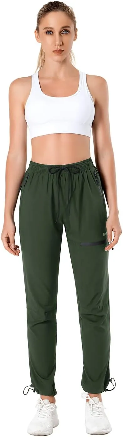 Ksmien Women's Hiking Pants Quick Dry Lightweight Water Resistant Golf Athletic Travel Cargo Pants UPF 50 Zipper Pockets