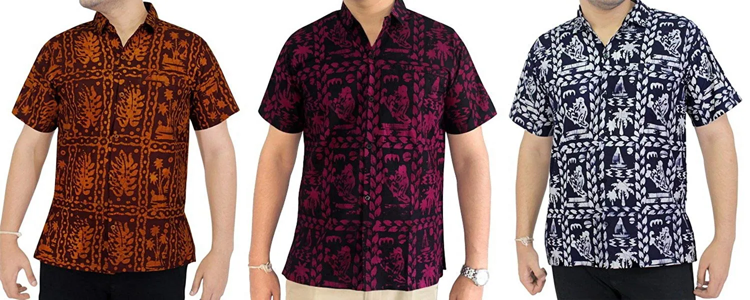 LA LEELA Shirt Casual Button Down Short Sleeve Beach Shirt Men Aloha Pocket 23