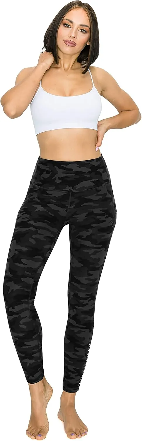 Leggings Depot Women's High Waisted Reflective Yoga Pants with Pockets Athletic Leggings