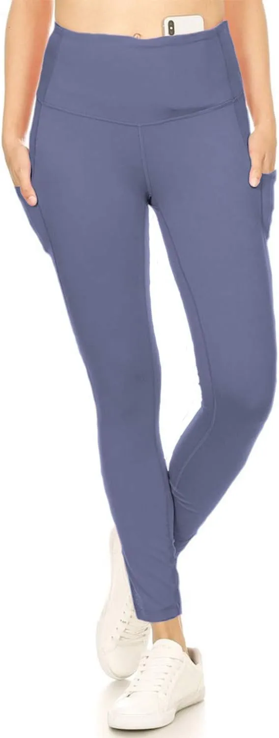 Leggings Depot Women's High Waisted Reflective Yoga Pants with Pockets Athletic Leggings