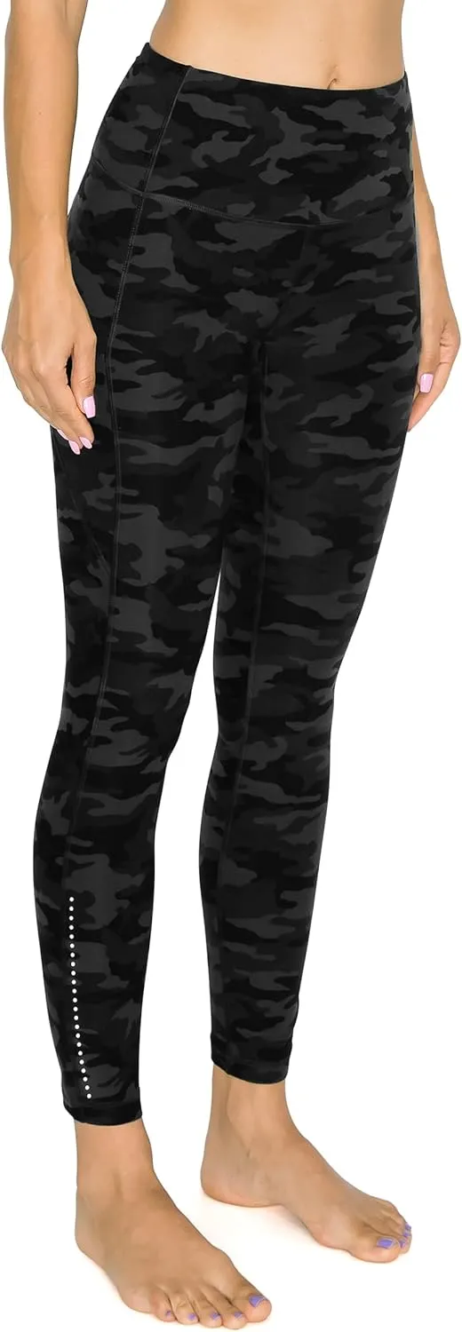 Leggings Depot Women's High Waisted Reflective Yoga Pants with Pockets Athletic Leggings