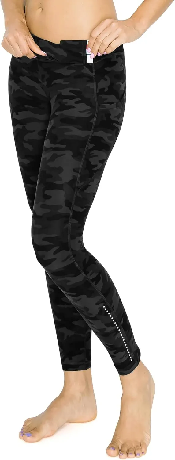 Leggings Depot Women's High Waisted Reflective Yoga Pants with Pockets Athletic Leggings