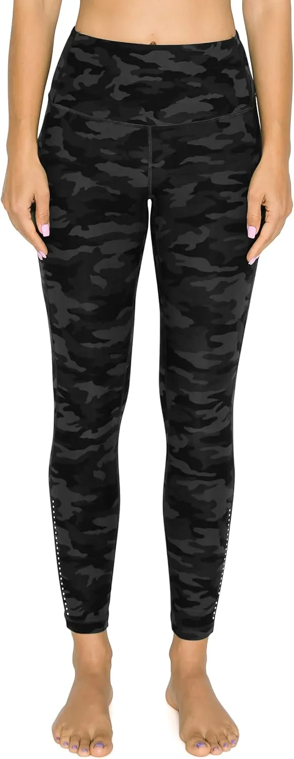 Leggings Depot Women's High Waisted Reflective Yoga Pants with Pockets Athletic Leggings