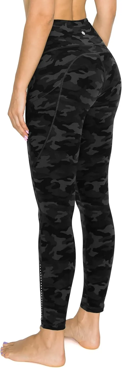 Leggings Depot Women's High Waisted Reflective Yoga Pants with Pockets Athletic Leggings
